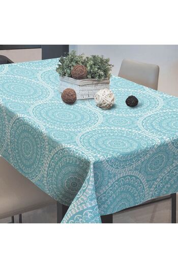 OEM Turquoise Plastic Tablecloth with Summer Mandala Pattern 180x140cm