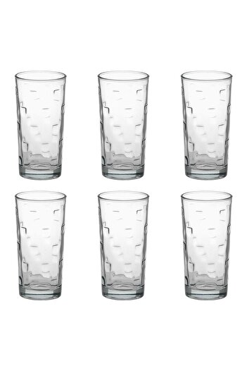 OEM Set of 6 Transparent Glass Glasses "Square" with Relief Pattern 250ml