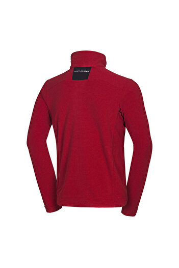 NORTHFINDER Men's trekking melange fleece sweatshirt Bellamy darkred
