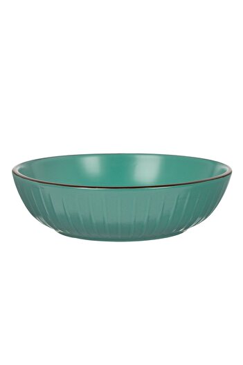OEM Deep Plate Petrol with Embossed Stripes Pattern Ceramic Ø20cm