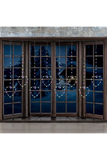 OEM Heart Curtain Light Installation with 160 Multicolor LED Bulbs & 8 Programs 210x90cm