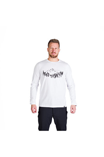 NORTHFINDER Men's long-sleeved cotton T-shirt Stewart white