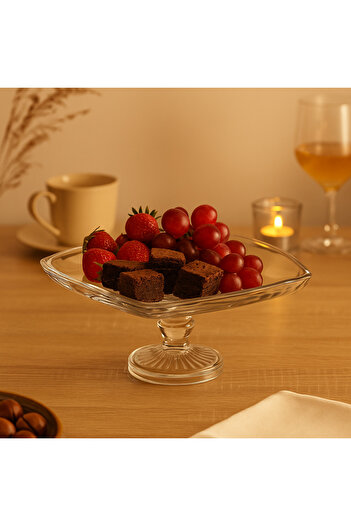 delı glassware ✨ Luxury glass serving platter - a touch of elegance on every table with a diameter of 30 cm and a height of 14 cm,
