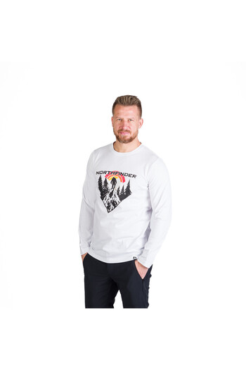 NORTHFINDER Men's long-sleeved cotton t-shirt Clair white