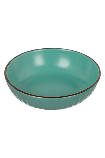 OEM Deep Plate Petrol with Embossed Stripes Pattern Ceramic Ø20cm