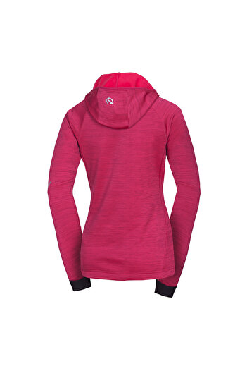 NORTHFINDER Women's melange fleece sweatshirt with hood Buin cherry