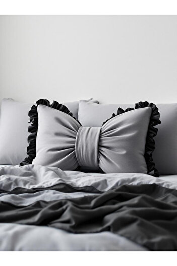 JACA Ruffled Bow Appearance XXL Decorative Pillow Inner Filled Fabric Gift Pillow Cushion (45X65Cm)