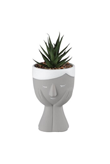 OEM Decorative Flower Pot Grey with Artificial Plant Ø7.8x18cm