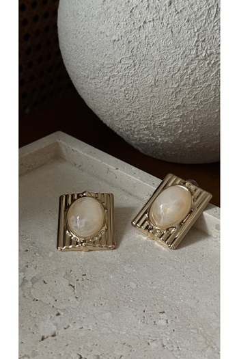 Muse Sister Vintage Striped Stone Detailed Harpers Earrings