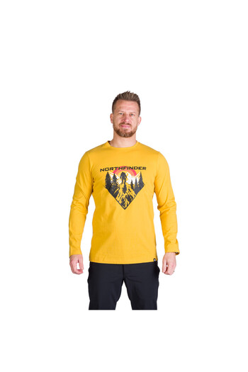 NORTHFINDER Men's long-sleeved cotton t-shirt Clair goldenyellow