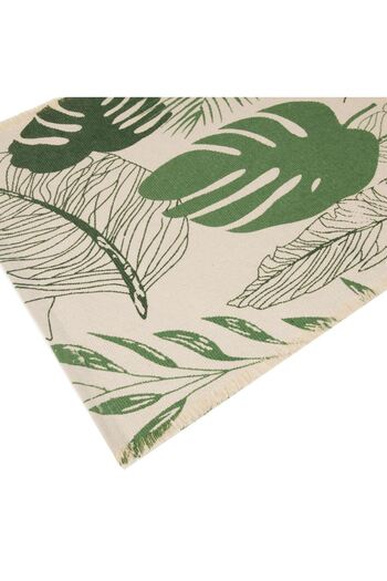 OEM Beige Cotton Placemat with Green Tropical Leaves Pattern 42x30cm