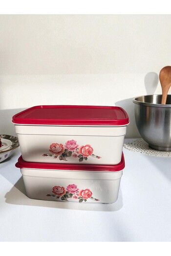RİVO HOME DECOR Silicone Lid Storage Container 5 Lt Set of 2