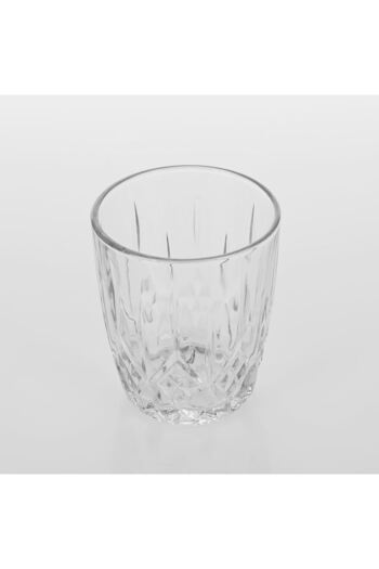 OEM Set of 3 Transparent Glass Glasses "Premium" Relief Pattern Diamonds 385ml