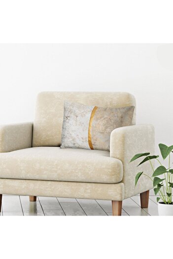 OEM Winter Decorative Pillow Ecru Brown Velvet with Gold Pattern 50x30cm