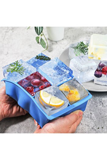 OEM Blue Silicone Mold for 6 Square Ice Cubes 16.5x11x4.5cm