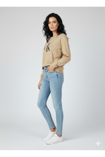 Calvin Klein Jeans Women Ck Logo Detailed 100% Cotton Sweatshirt Zw0Zw02712Pf2