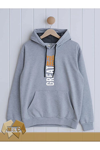MÇ FAMİLY STORe Men's Hooded Long Sleeve Sweatshirt Seasonal Mç Story Symbolic Design Pocketed Hoodie