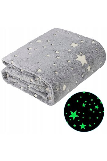 zola Fluffy blanket with phosphorescent inserts, soft and pleasant, star pattern, 150x200 cm, gray