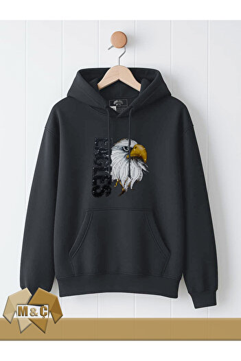 MÇ FAMİLY STORe Men's Hooded Long Sleeve Sweatshirt Seasonal Mç Story Symbolic Design Pocketed Hoodie