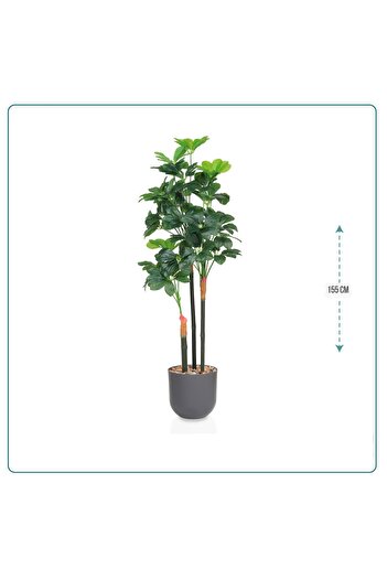 MARINO Artificial Schefflera Tree - 3 branches, 155 cm long, in a plastic pot