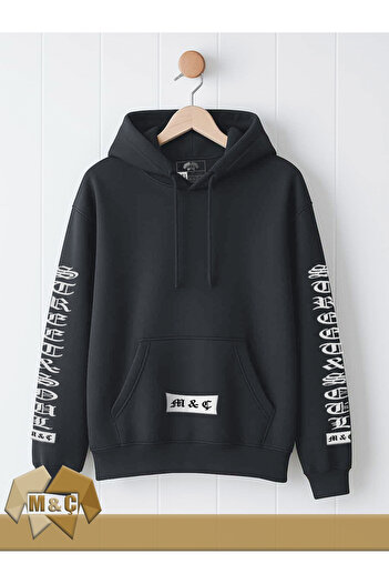 MÇ FAMİLY STORe Men's Hooded Long Sleeve Sweatshirt Seasonal Mç Story Symbolic Design Pocketed Hoodie