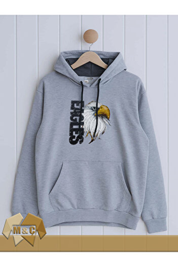 MÇ FAMİLY STORe Men's Hooded Long Sleeve Sweatshirt Seasonal Mç Story Symbolic Design Pocketed Hoodie
