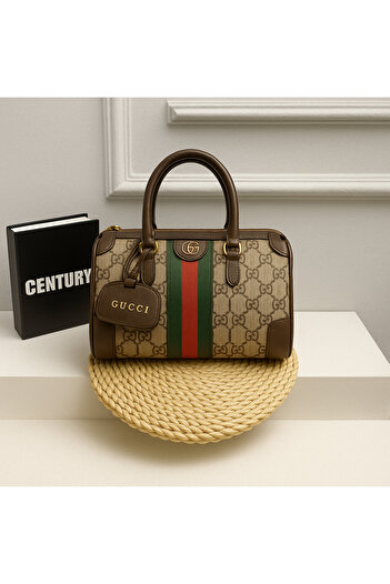 style iconic Monogram Stripe Handbag – Classic Canvas Leather Top-Handle Bag