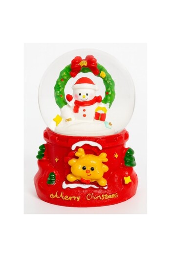 OEM Christmas Globe with Snowman, batteries included, 9.5 x 7 cm, White/Red
