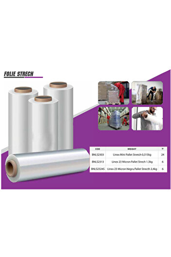 Bondit Linex Stretch Film 23 Micron 1.3kg, Transparent, For Pallet Wrapping, BNLS2313