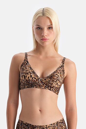 Dagi Light Brown Wireless Seamless Printed Bra