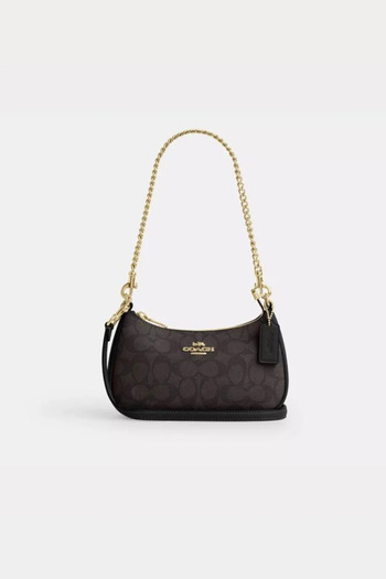 Noname Women's Coach-like handbag in black and gray with a luxurious gold chain
