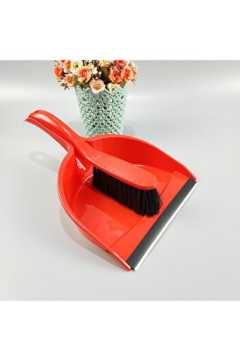 Hope 2-in-1 Dustpan and Brush Set with Short Handle, Ultra-Thin Black & Red Bristles, Ergonomic De