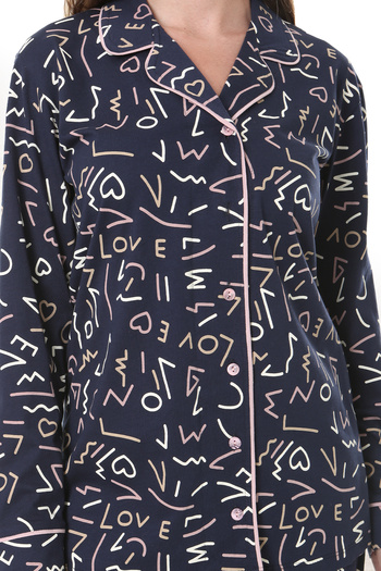 Bella Linda Buttoned Cotton Long Sleeve Women's Pajama Set