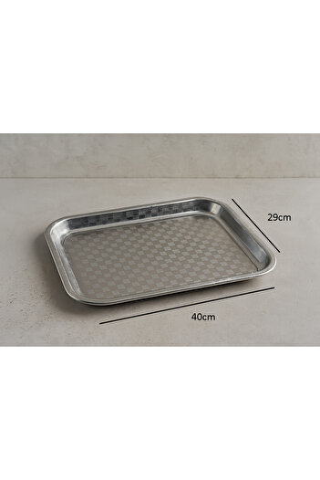 ALSAIF KITCHEN Aluminum Serving Tray – Lightweight & Durable | Checkered Design Rectangular Platter