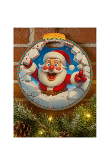 OEM Christmas ceramic decoration, Globe shape, Santa Claus design, for wall or door, Ideal gift for love
