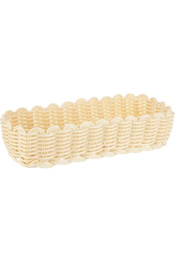 Generic Sunnex Heavy Duty Rectangular Polypropylene Rattan Basket - C06021, Beige, 26.5X10X6Cm