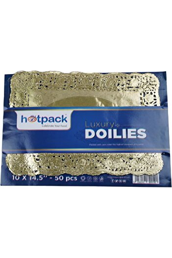 Hotpack Gold Rectangular Doilies 35cm x 37cm, 50 Pieces