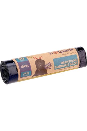 Hotpack Disposable Heavy Duty Garbage Tie Bags Rolls - 75X103cm - 15 Pcs
