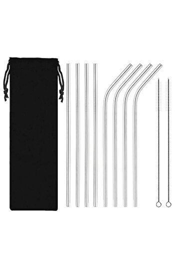 Generic M&J Set of 10 Stainless Steel Metal Straws Extra Long 10.5 inch, Reusable Drinking Straws for 30oz/