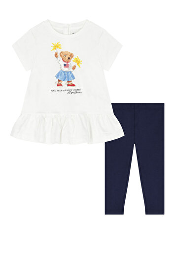 Polo Ralph Lauren Navy Blue and White Baby Girl Set of 2