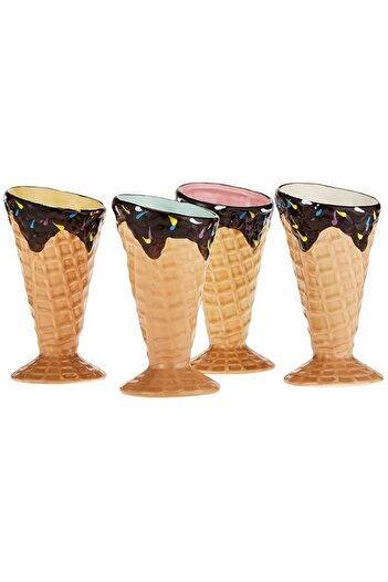 Generic Shallow Dessert Cone-Shaped, 4 Piece, Multi-Colour, Ic263-4Ic