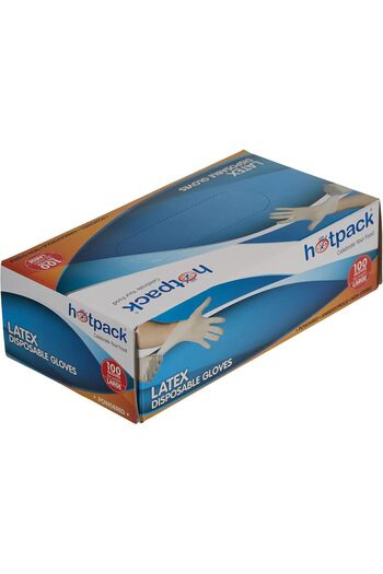 Hotpack Disposable Hygeiene Latex Gloves Powdered, Non Sterile, Food Safe, 100 Pieces