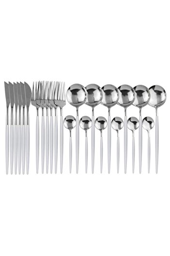 Generic JANKNG 24-Piece Flatware Set, 18/0 Stainless Steel Knife Fork Spoon Teaspoon Silverware Set, Servic
