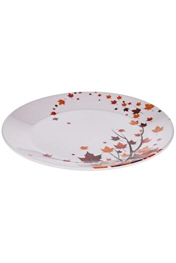 Generic DINEWELL MELAMINE VINTAGE LEAVES DINNER PLATE, 10.5 INCH, WHITE, DWHP3089VL, 1 PC