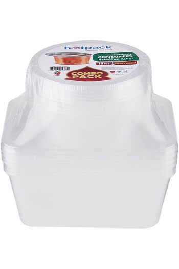 Hotpack Microwave Container 1000ml + 250ml, 5 Pieces each size