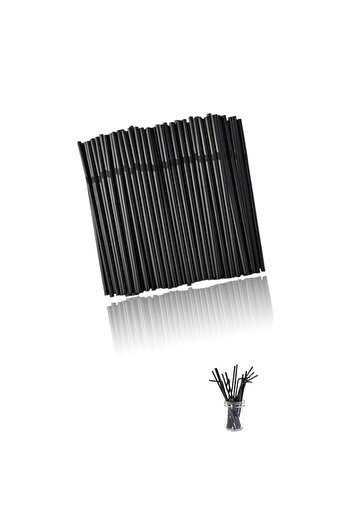 Generic Sweet seven 200-pack Black Disposable Bendy Drinking Straws - Food Grade PP, Flexible, Reusable Aft