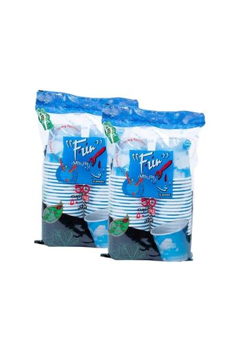 Generic FUN BY AL BAYADER فن Promopack Disposable Paper Cups For Coffee 6.5Oz, Blue- Coffee/Tea/Water Cups