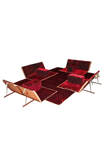 BUNCA A 9-piece camping ground set with mattresses, chairs, and a luxurious rug for 8 people for the desert and trips.