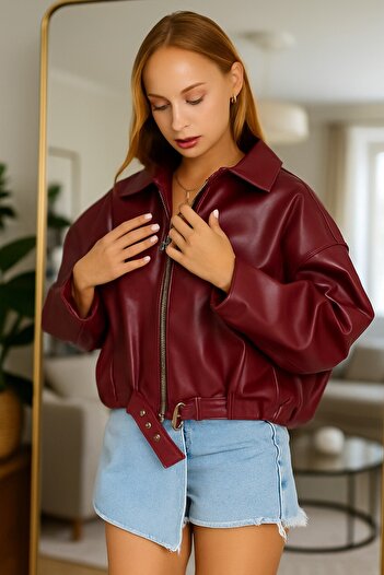 PRİFALDİ Pb Oversize Bomber Leather Jacket