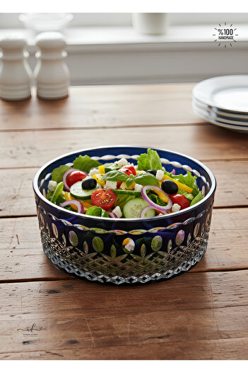AKDEN STORE Cutting Decor Handcrafted Tableware Presentation Holder Glass Bowl